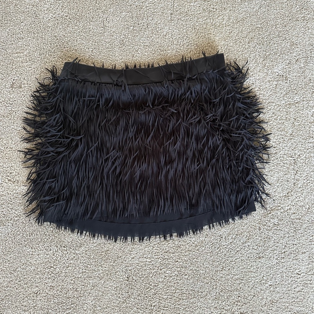 Express Elegant Black Fringe Mini Skirt